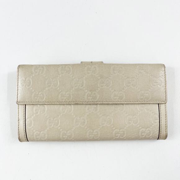Gucci Guccissima GG Continental Long Rectangle Leather Wallet Cream - Picture 10 of 12